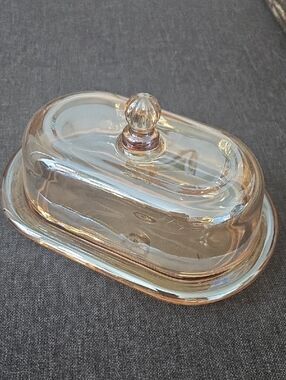 Glass Butter Dish Champagne Color